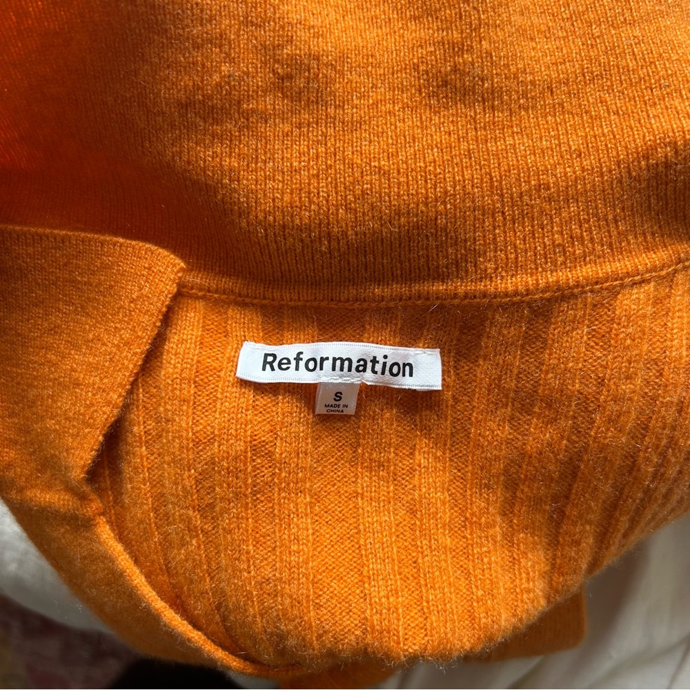 Reformation Orange Ribbed Cardigan - Picture 7 of 9